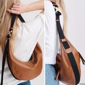 rag & bone Tan Leather Crescent Crossbody Bag with Black Strap